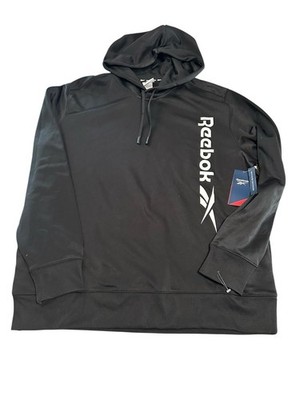 Reebok Game Point Mens Hoodie Black White Logo Sweatshirt X-L New