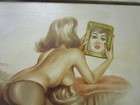 “Girl in the Mirror” – Signed | Oil on Canvas – Vintage | woman nude 20x28 | MCM — photo 2