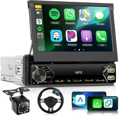 7'' Single 1 DIN Flip Out Touch Screen Car Stereo Radio Bluetooth MP5 Player USB