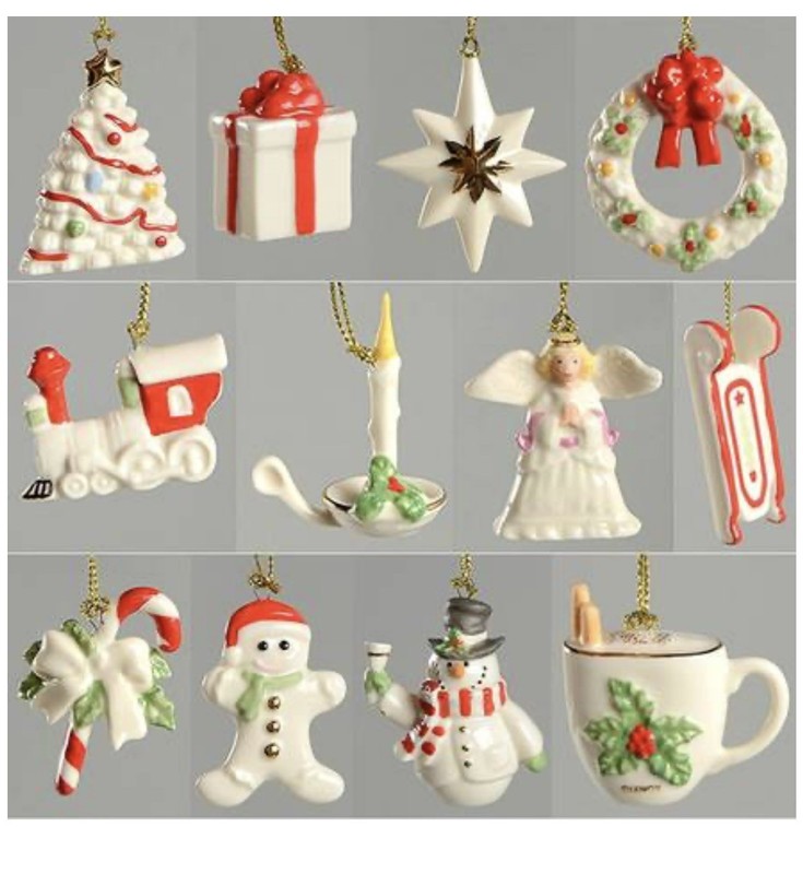 Lenox WINTER DELIGHTS  Miniature Christmas Ornament Set OF 12  BRAND NEW IN BOX