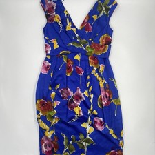 Adrianna Papell Floral Ruched Waist Lined Midi Dress Women’s 8 Silk Cotton