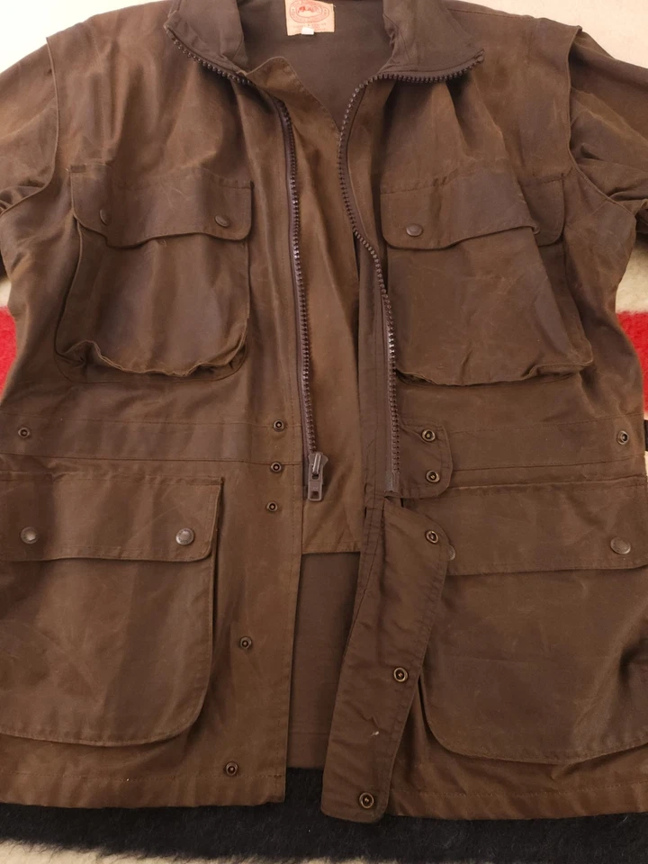 Australian Outback Collection Waxed Cotton Oilskin 2 in 1 Field Jacket Vest Lg - Image 2 of 4