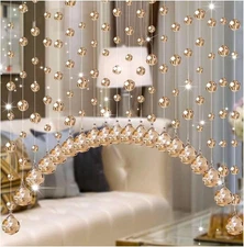 20 Strings Crystal Beaded Curtain, Arched Door String Curtain, Hanging Doorway