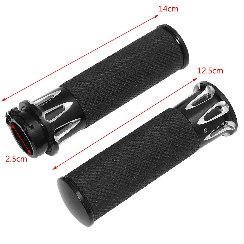 Black Motorcycle Handle Bar Hand Grips 1'' Fits For Harley Electra Glide Yamaha - Image 4 of 4