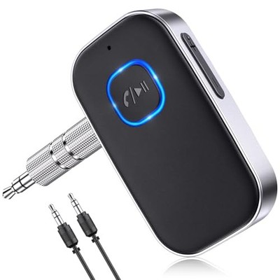 COMSOON Bluetooth Receiver for Car, Noise Cancelling 3.5mm AUX Black+Silver