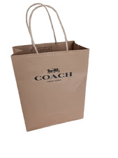 COACH Small Brown Paper Shopping Gift Bag Tote New York Logo Store Packaging