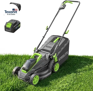 13-Inch Tondeuse électrique sans fil, 21V Batterie sans brushless Push Mower avec 4.0A