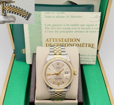 Vintage Rolex Datejust 1601 36mm Silver Dial Pie Pan 14K Gold Steel Box Paper