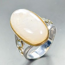 Vintage 20 ct+ Natural Moonstone Ring 925 Sterling Silver Size 7.75 /R459404