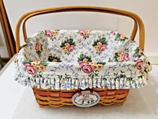 Longaberger 1997 Mother's Day Timeless Memories Basket, Fabric Liner &Tie on
