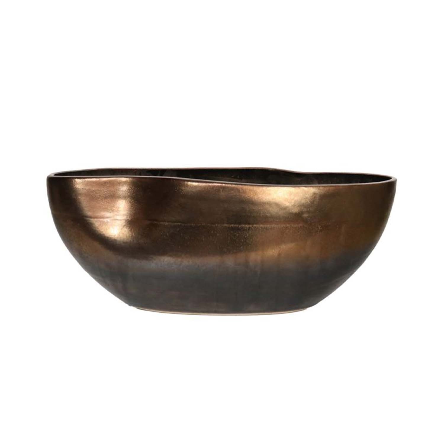 Ceramic Bowl Dish Gold & Black Reactive Glaze Decorative Tabletop Centrepiece
