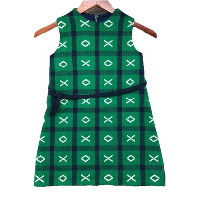 Carol Reed Ski Shops Wool Sheath Dress Girls 6-8 Green Plaid Scottish Highland