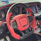 Carbon Fiber Red Leather Steering Wheel Fit Dodge Challenger Charger SRT 2015+