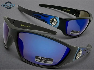 CHOPPERS Eyewear Classic Hardcore Gangster Biker Motorrad Wrap Sonnenbrille Blau - Bild 1 von 4