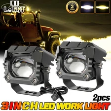2X Yellow 3inch LED Work Light Bar Spot Pods Fog Lamp Offroad Driving Truck 4WD