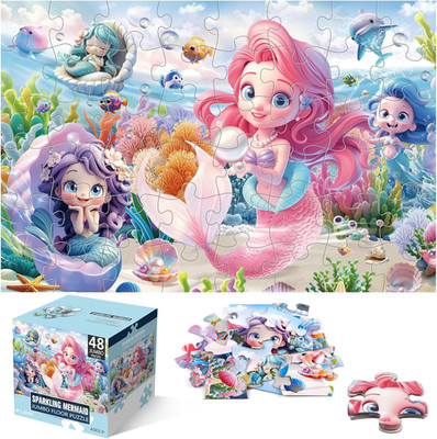Jumbo Floor Puzzle for Toddlers & Kids Ages 3-5, 48-Piece Mermaid and Underwater