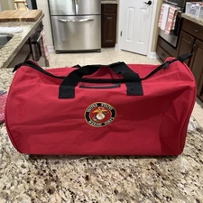 US Marine Corps Emblem Red Embroidered Military Duffle Travel Bag - Licensed