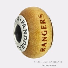 Authentic Pandora Silver Texas Rangers Baseball Wood Charm USB790705-G028