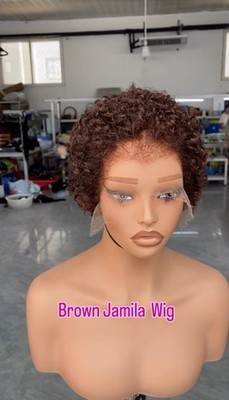 100% kurze lockige Pixie Cut Echthaar HD Lace Jamila Afro Perücke mit 4C Babyhaar