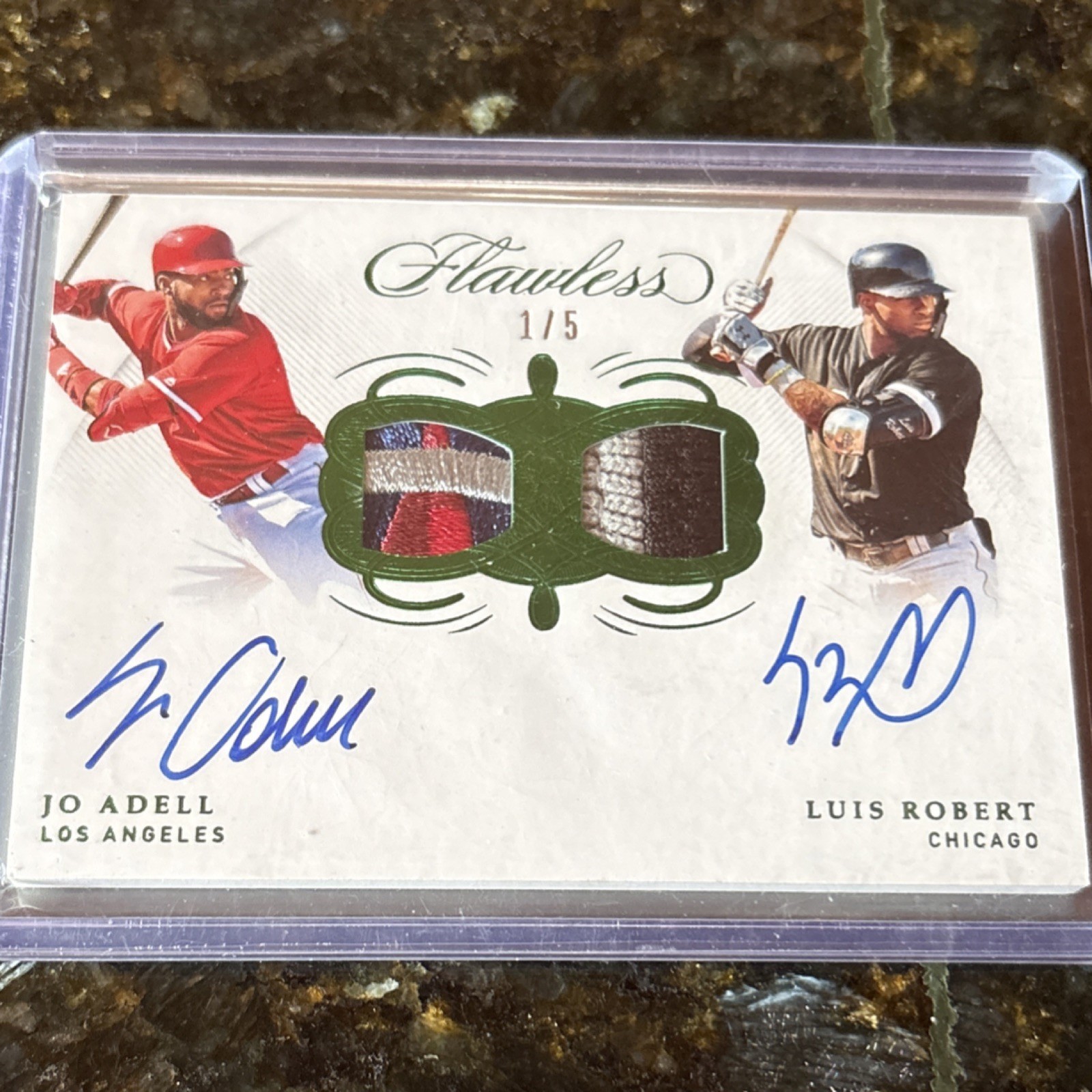 Panini 2020 Flawless Dual Signature Patches Jo Adell/Luis Robert Auto Emerald /5