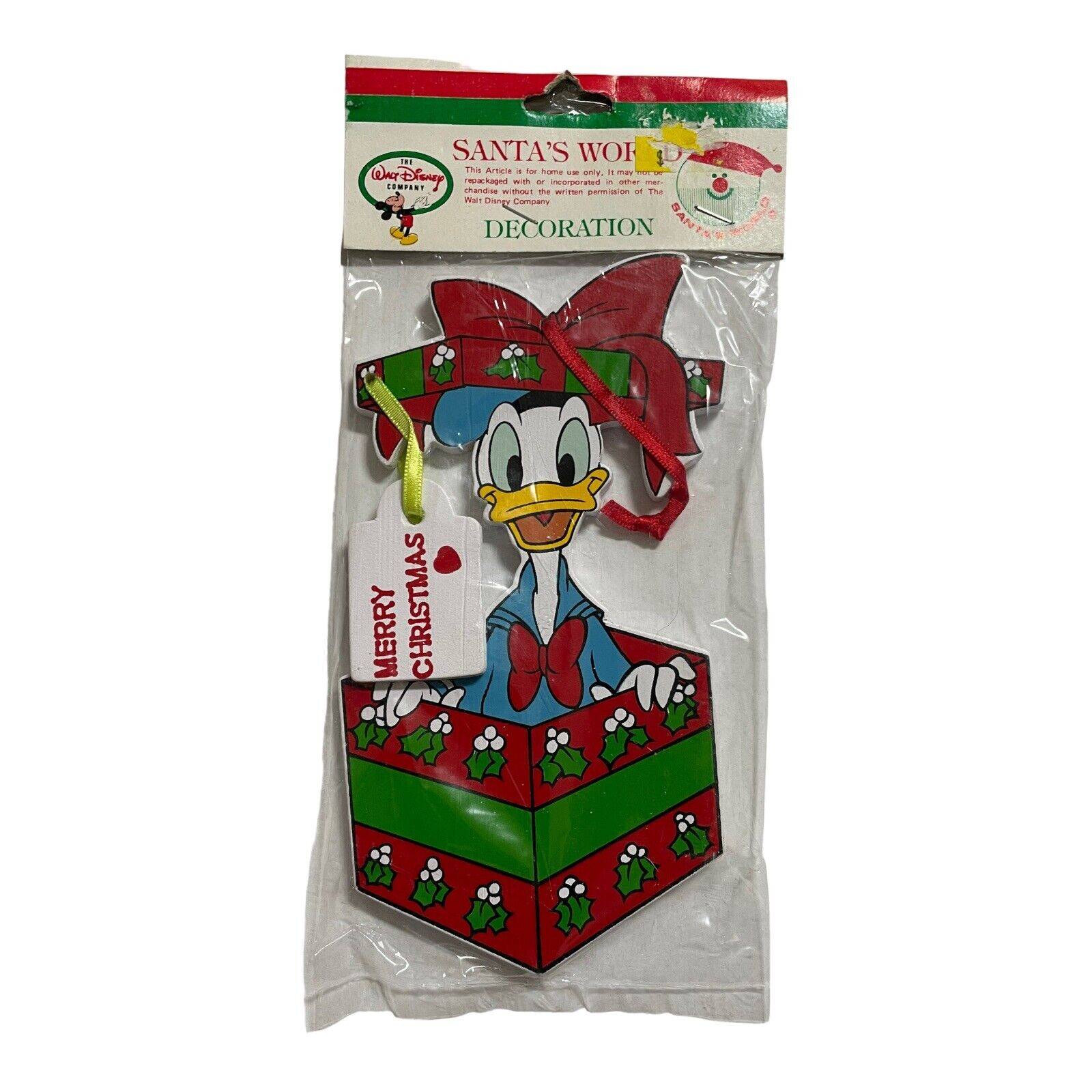 Disney Kurt Adler Santas World Donald Duck Holiday Ornament with Gift Tag  