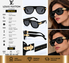 Louis Vuitton Z3497 Aviator Sunglasses Black Gray Gold 55-15-145 With New Case