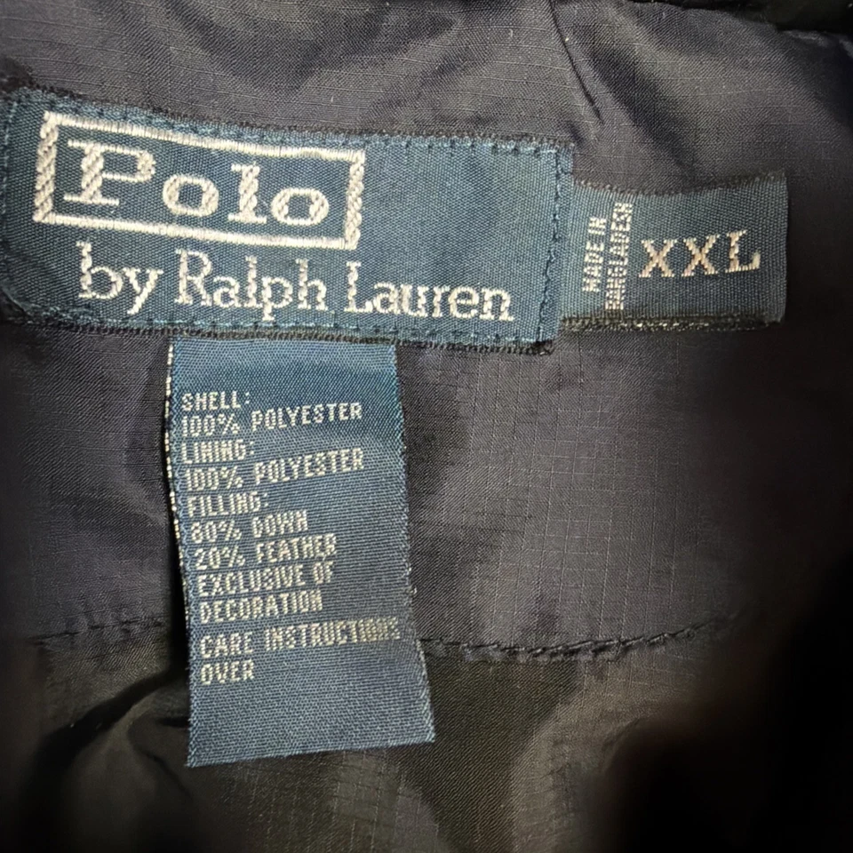 Abrigo acolchado Polo Ralph Lauren vintage de los 90 para hombre 2XL relleno de plumón suave azul Foto 4 de 4