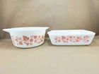 Vintage PYREX Pink and White Gooseberry Casserole & Refrigerator Dish-Lot of 2