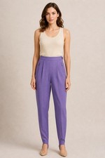 Vintage Louise F raud Stirrup Pants Lavender High Waist Tapered Trousers 90s GUC