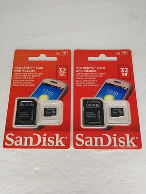 2x SanDisk 32GB Class 4 microSDHC Memory Card - Brand new Sealed With Adapter
