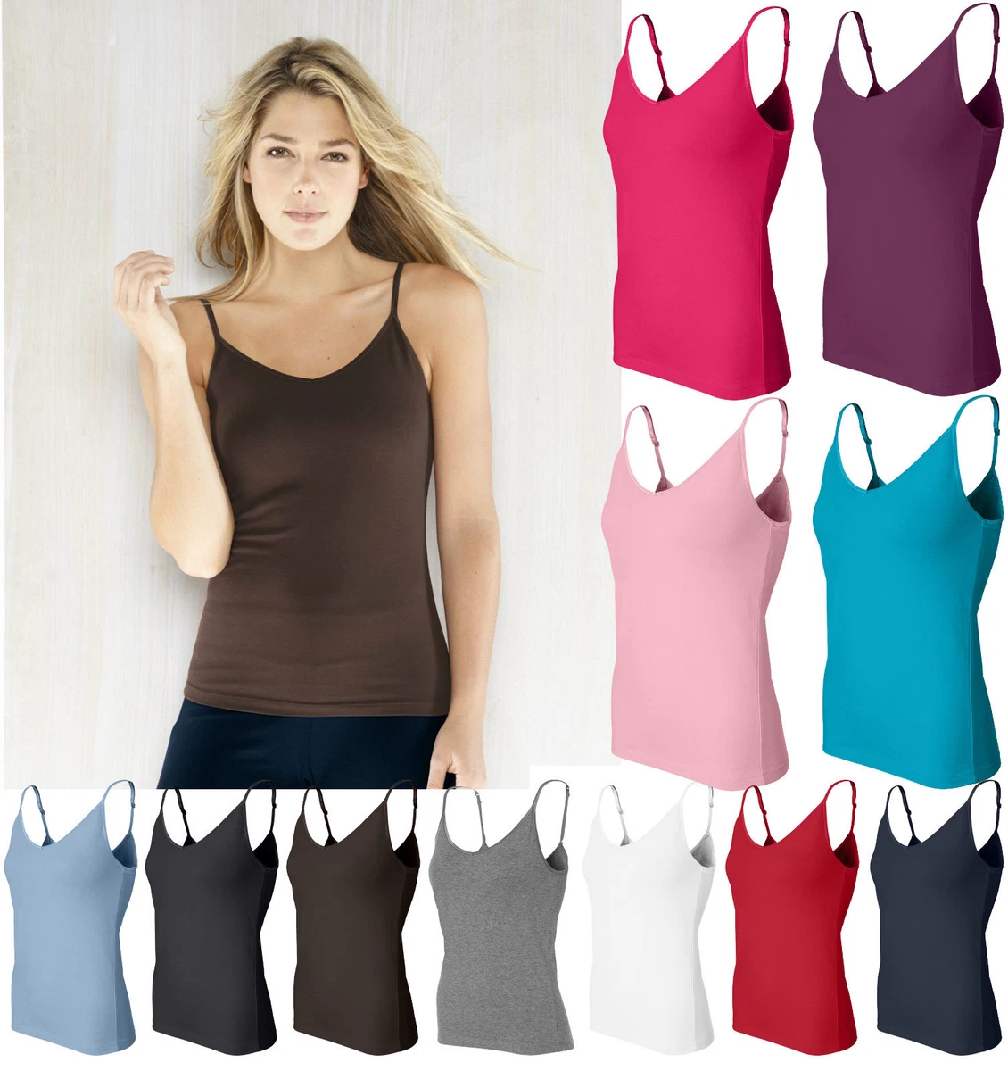 Bella Ladies 960 S M L XL 2XL Spandex Camisole Yoga Tank Top Womens shelf  Bra