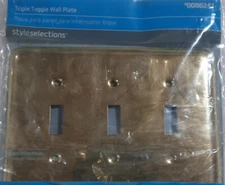 Style Selections 3 Gang Polished Brass Tripple Toggle Wall Plate NOS New 