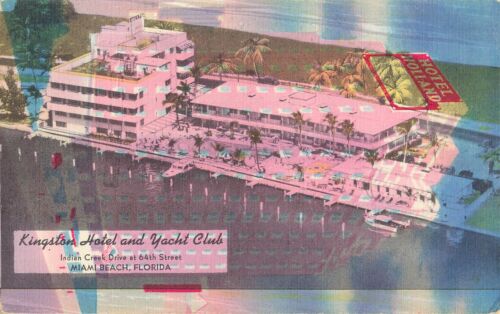 Vintage Postkarte Kingston Hotel & Yacht Club Miami Florida Holland Druckfehler SELTEN - Bild 1 von 2