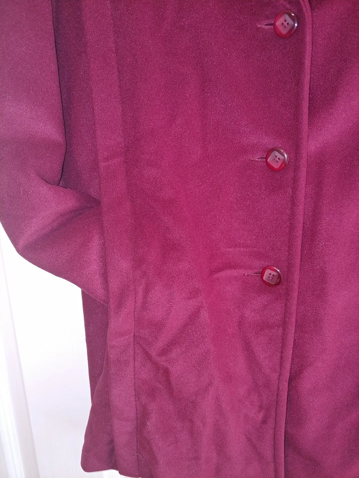 Hermoso abrigo de coche vintage Sherwood borgoña. Talla 8 Foto 2 de 4
