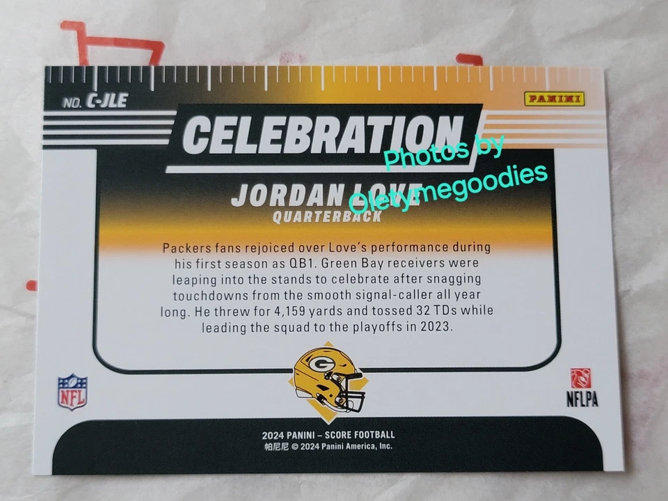 2024 Jordan Love No. C-JLE Celebration QB1 of the Year Score Card Packers - Image 2 of 4