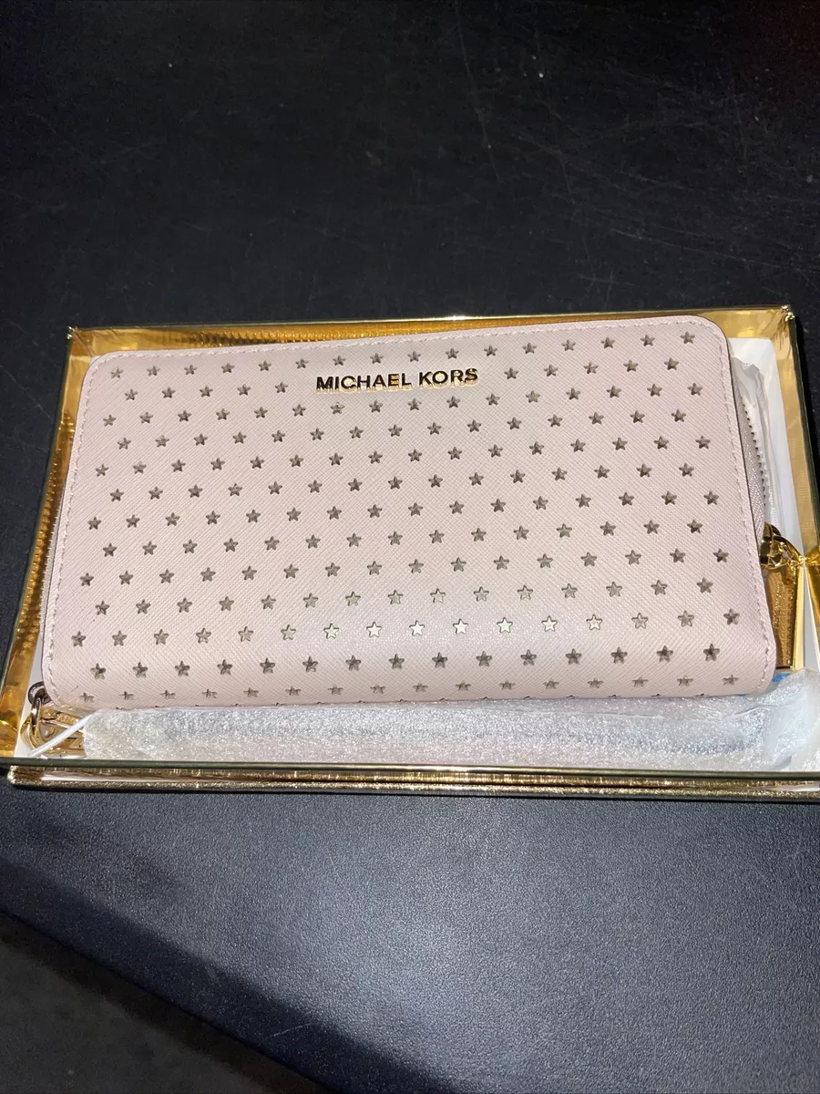 Michael Kors Metallic Rose Gold Logo Patent Leather Small Wristlet Wallet  Michael Kors