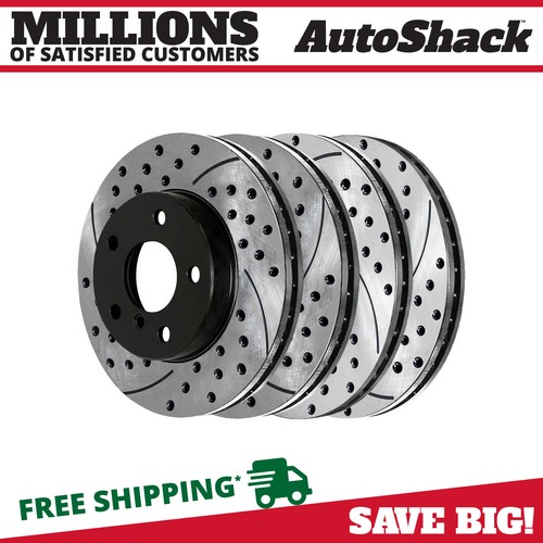 Front & Rear Drilled Slotted Brake Rotors Black Set of 4 for BMW 325Ci