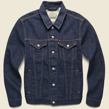 LEVIS Big E Wellthread Collection Trucker Jean Jacket Indigo Rinse Hemp Blue Sm