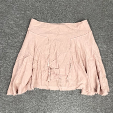 Free People New York Asymmetric Pink Back Zipper Lined Frayed Mini Skirt Size 6