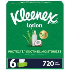 Lotion Facial Tissues with Coconut Oil, 6 Flat Boxes, 120 Tissues Per Box