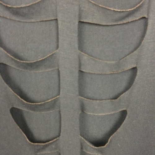 Solenrio Dress Black Jersey Skeleton Back Cut out Asymmetrical High Low M Goth - Picture 11 of 12