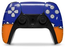 Skin Sony PS5 Controller Ripped Colors Blue Orange