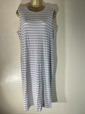 Women M&S Marks&spencer Uk 12 Grey&white Sleeveless Ribbed Stretch Bodycon Dress