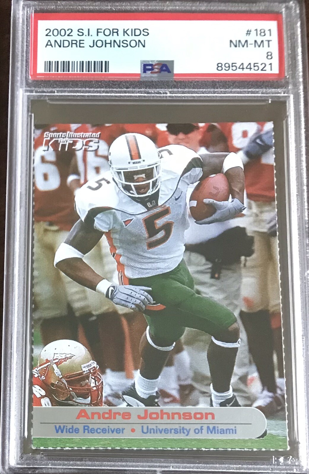 2002 Sports Illustrated Kids 181 Andre Johnson Pre Rookie HoF PSA 8 Rare Pop 1