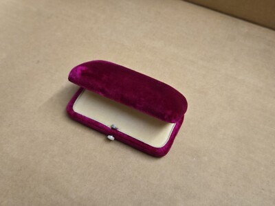   Victorian Velvet Mother Pearl Push Button Jewelry Box Rare Hot Pink   