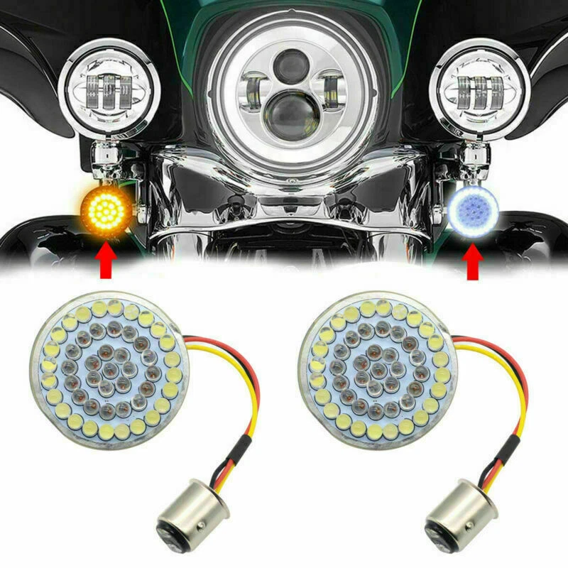 Front 2" Led Turn Signal Light 1157 Bulb For Harley Touring Road Glide Limited Foto 2 de 4
