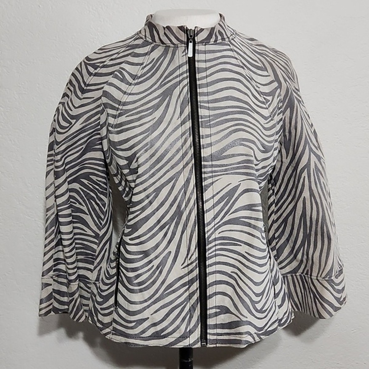 LAL Live A Little Zebra Striped Leather Flared & Qtr. Length LAL Live A Little Zebra Striped Leather Flared & Qtr. Length