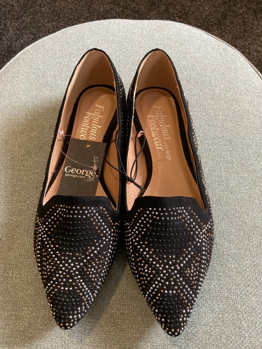 LADIES BLACK FLAT SHOES FROM GEORGE SIZE UK EUR 37 NEW WITH