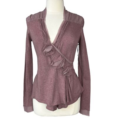 BKE Boutique Buckle Blouse Womens Medium Purple New Wool Blend  