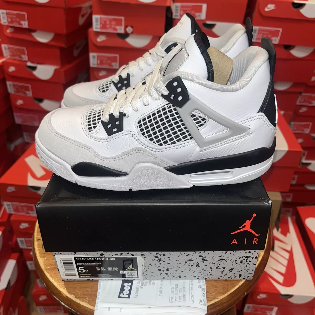 Size 5 Jordan 4 Retro Mid Military Black